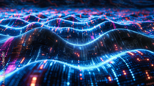 Wallpaper Mural Futuristic Science Network: Abstract Blue Digital Mesh with Particle Data Flow, Technology and Innovation Torontodigital.ca