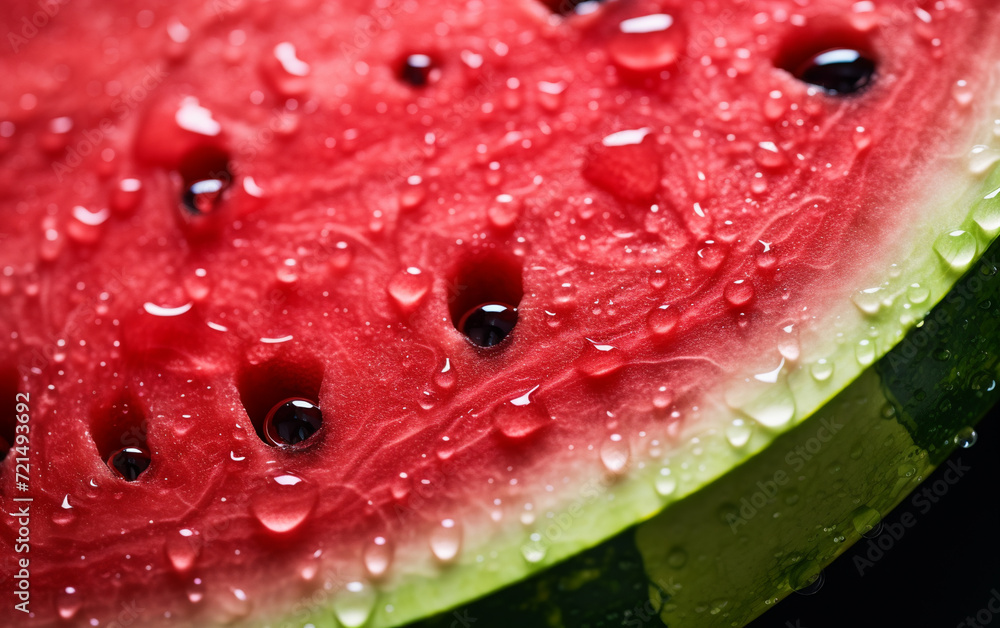 juicy watermelon slice with droplets of water, AI Generative. juicy watermelon slice with droplets of water, AI Generative.