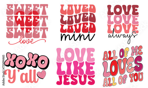 Retro Valentines T-Shirt Bundle,  Groovy Valentine Shirt, Love T-shirt, Cut File, Mini Valentine, kids Valentine, February 14, Love Shirt