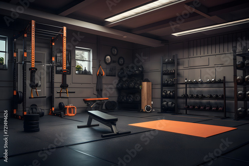 Home gym with rubber flooring