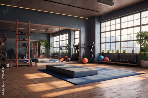 gym room with built-in wall-mounted balance boards
