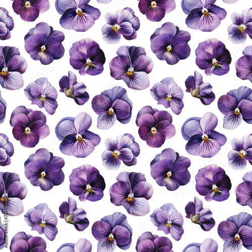 Violet flowers seamless pattern created with Generative AI technology