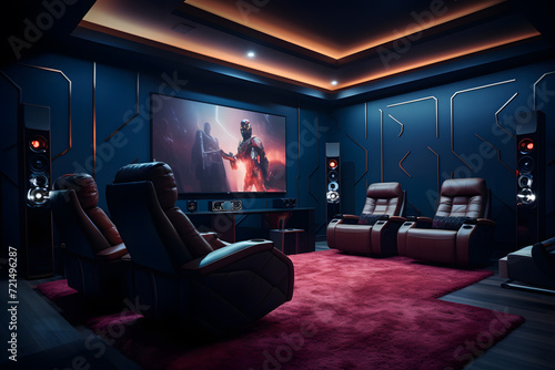 home cinema with sleek built-in wall speakers