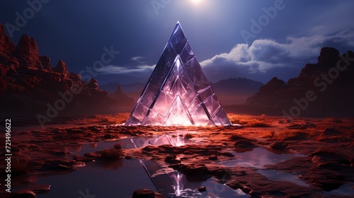 A crystal-like diamond shape glistening in a surreal environment --ar 16 9 --v 5.2 --s 750   - Image  1  maliktanveer
