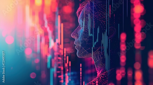 Cyber robot, Ai technology, big data code, artificial mind, cyborg women, digital innovation, Machine learning and cyber mind domination concept, circuit board and binary data flow
