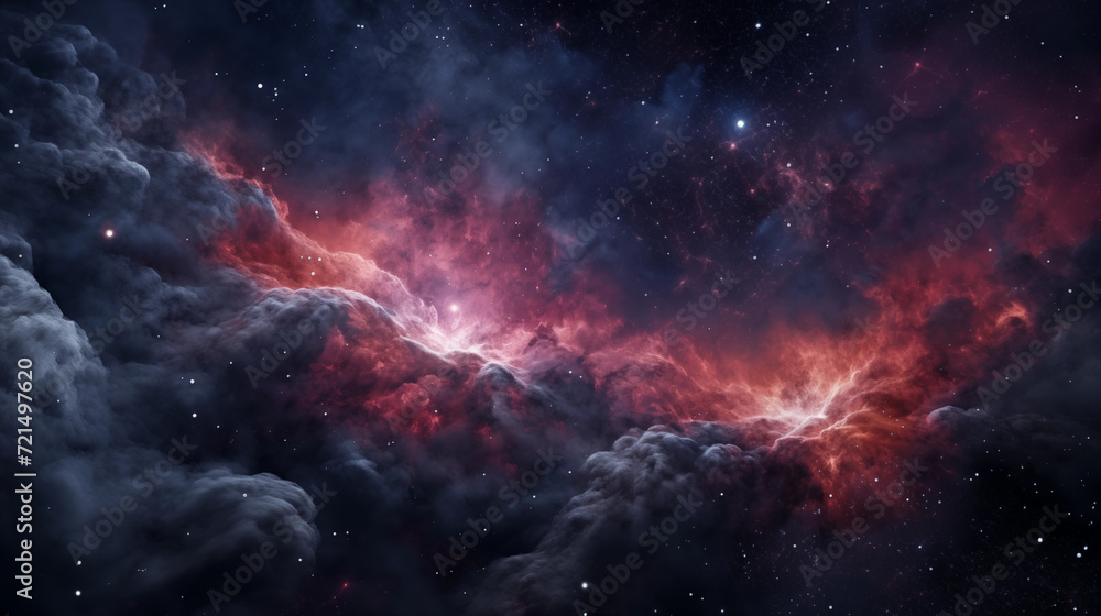 Fototapeta premium Nebulaic clouds illuminated by distant cosmic rays and stars