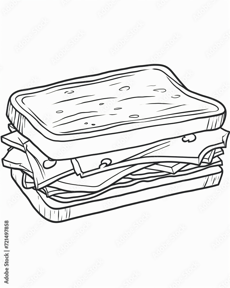 a sandwich one-line drawing, sketch a sandwich one-line drawing, sketch