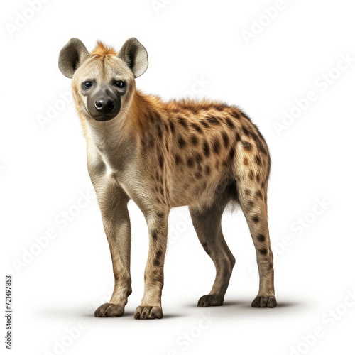 Photo of hyena isolated on white background