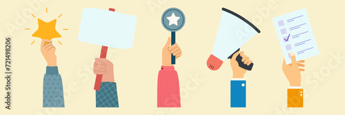 Hand voting ballot box icon. Hand putting paper in the ballot box. Voting concept. Vector illustration. Election and democracy campaign. Digital or online vote Sign set