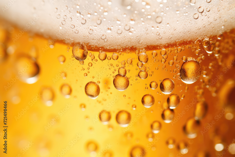 Close up of beer with bubbles in a glass. Beer background Close up of beer with bubbles in a glass. Beer background