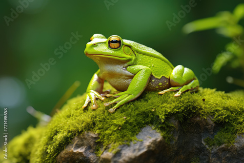 European tree frog (Hyla arborea) sitting on a rock