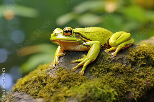 European tree frog (Hyla arborea) sitting on a rock © Kitta