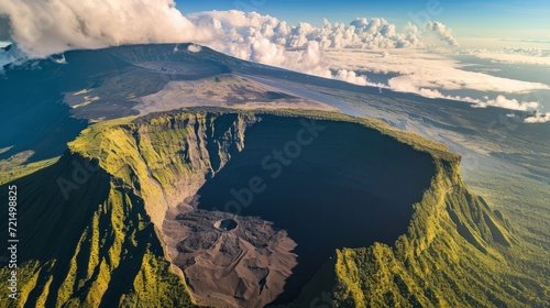 Aerial view of the volcano Piton de la Fournaise