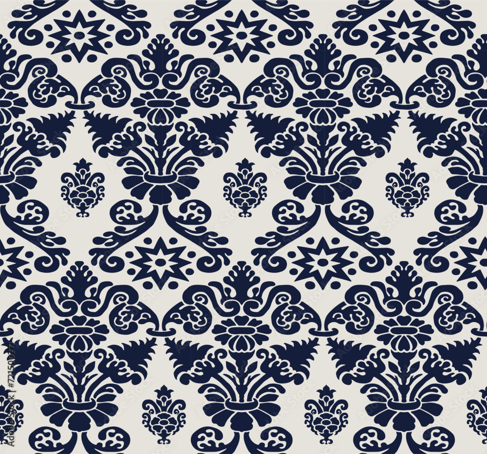 Blu Victorian Damask Luxury Decorative Fabric Seamless Pattern Vector, Vintage Design for Wallpapers, Textile, Upholstery, Curtains, Slipcover, Packaging, Bedding Blu Victorian Damask Luxury Decorative Fabric Seamless Pattern Vector, Vintage Design for Wallpapers, Textile, Upholstery, Curtains, Slipcover, Packaging, Bedding