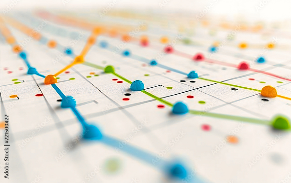 Travel and navigation concept with a map and red pins, symbolizing the adventure of exploring new cities and discovering unknown locations Travel and navigation concept with a map and red pins, symbolizing the adventure of exploring new cities and discovering unknown locations