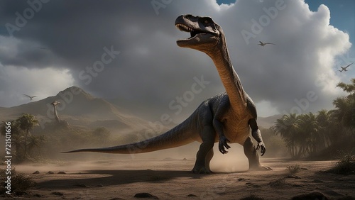 dinosaur in the desert The dinosaur was a noble creature that walked in the epic world, when the world was full of wars 