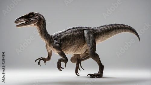 t rex dinosaur A Velociraptor Dinosaur Stands Against a White Background 
