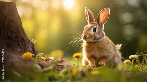 Portrait of a rabbit in his natural habitat