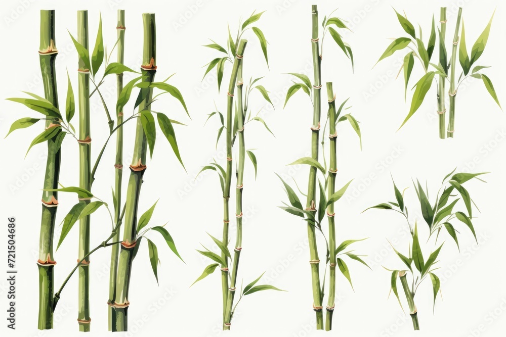 Obraz premium A group of bamboo trees with vibrant green leaves. Perfect for adding a touch of nature and tranquility to any project