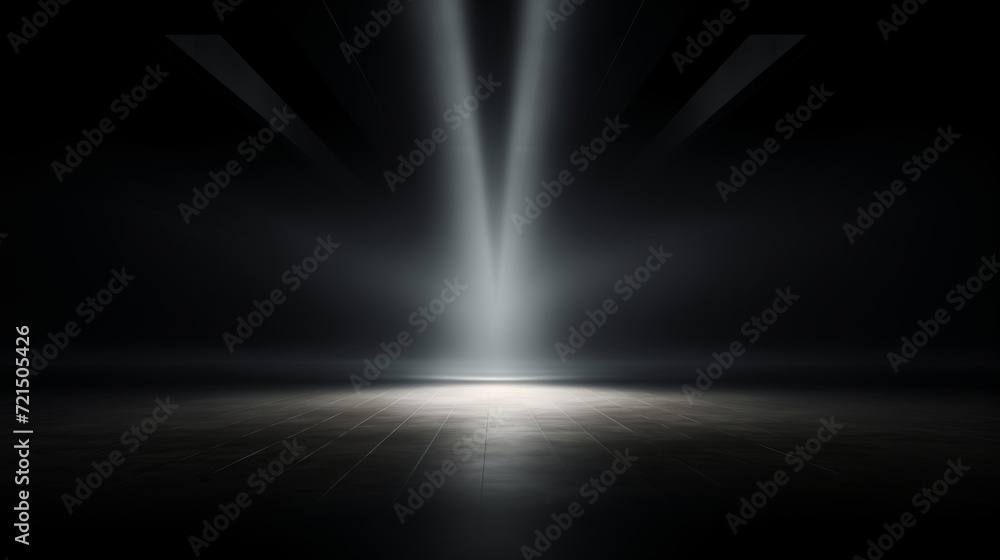 Empty black matte room with spotlight from top for product presentation display