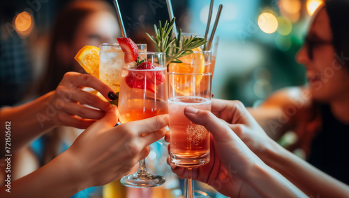 The girls enjoy their long-awaited reunion and toast to their friendship with cocktails