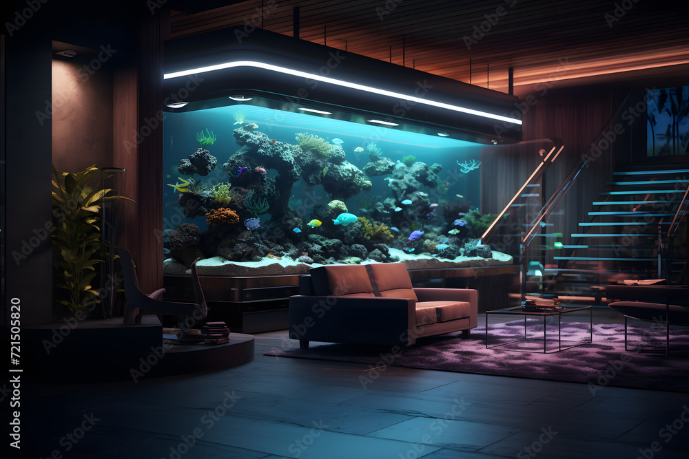 modern living room with a built in aquarium modern living room with a built in aquarium