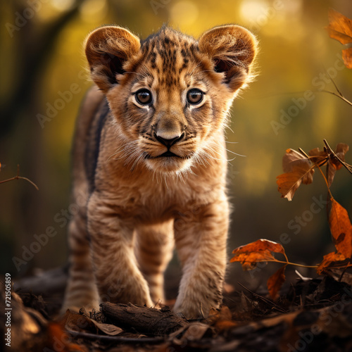 Portrait of a baby lion in his natural habitat © patternforstock