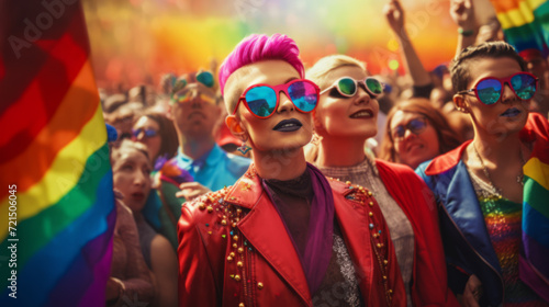 People celebrating gay pride festival - LGBTQ community concept