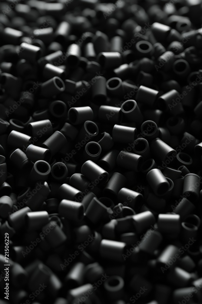 A close-up view of a pile of black beads. Perfect for jewelry making or crafting projects A close-up view of a pile of black beads. Perfect for jewelry making or crafting projects