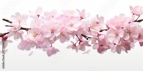 A branch of pink flowers against a white background. Perfect for adding a touch of color to any project © Fotograf