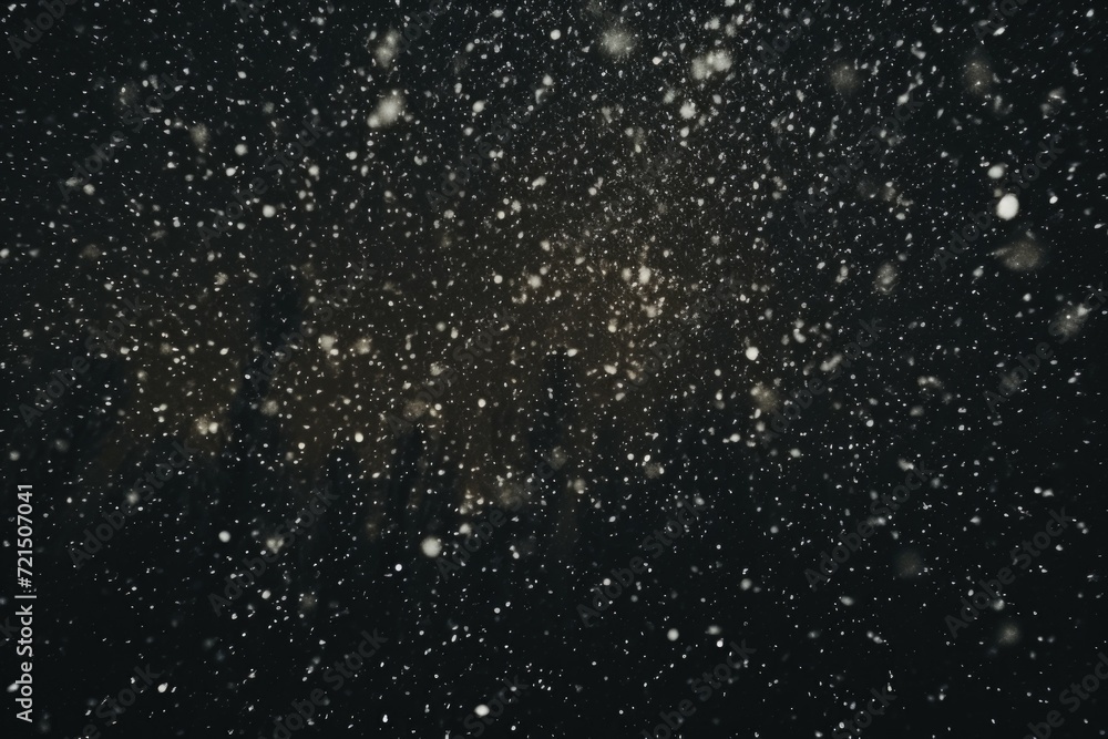 Falling snow against a black background. Perfect for winter-themed designs and holiday projects