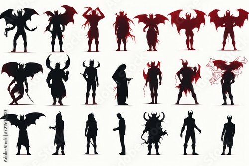 A set of silhouettes featuring a male and female devil. Can be used for various purposes