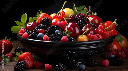 A close-up of a ceramic bowl filled with ripe fruits  showcasing both smooth and textured surfaces