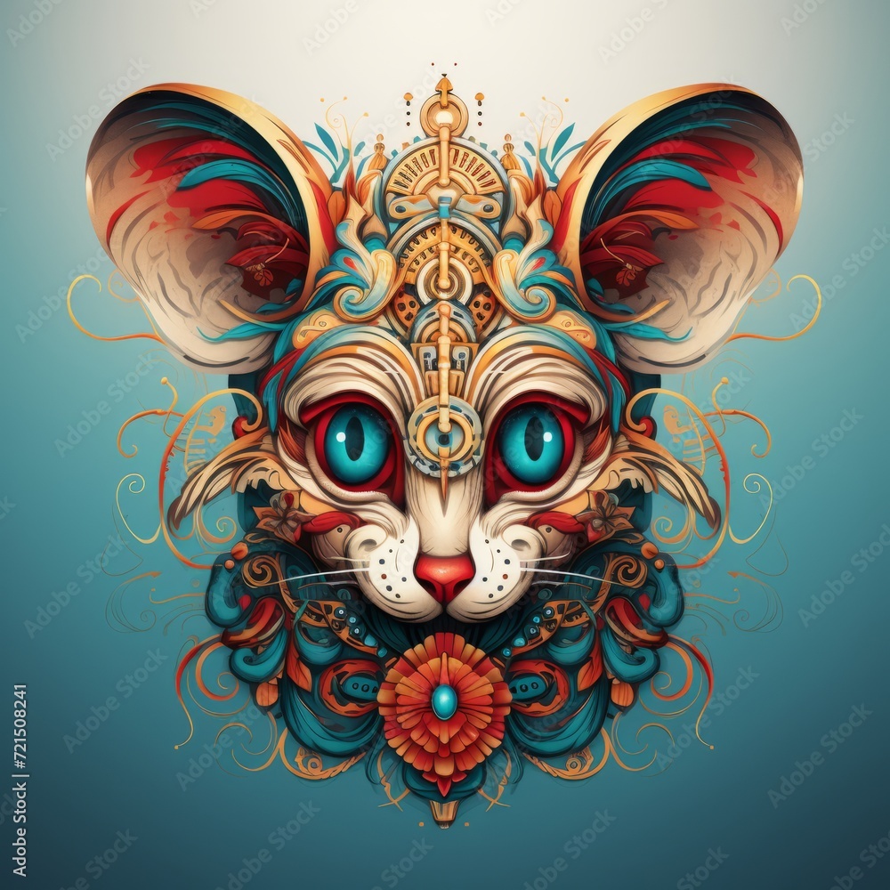 Mouse Colorful Abstract Imaginary Head Colorful Animal God Magic Bright Artistic Fantasy Mystique Digital Generated Illustration