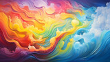 Energetic waves of color creating a mesmerizing rainbow