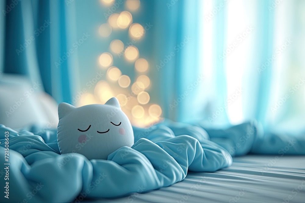 Cozy Cat Cushion in Soft-Lit Bedroom