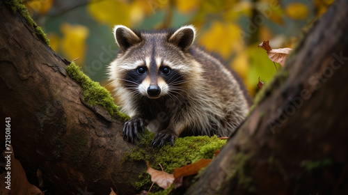 Portrait of a raccoon in his natural habitat