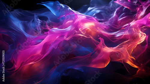 A hypnotic swirl of electric blue and neon pink, intertwining in a dance of light against a backdrop of obsidian mystery