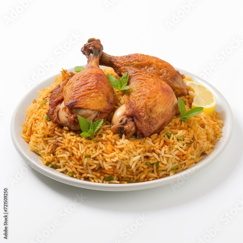 Photo of Kabsa isolated on white background