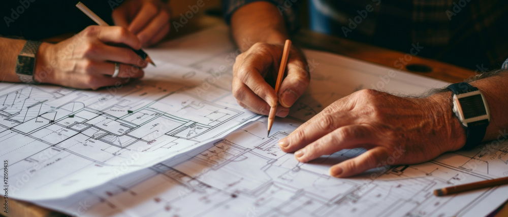 Hands of experience meticulously drafting a blueprint, where precision meets the art of engineering design Hands of experience meticulously drafting a blueprint, where precision meets the art of engineering design
