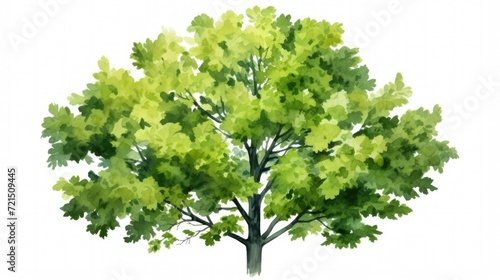 A beautiful watercolor painting of a tree with vibrant green leaves. Perfect for adding a touch of nature to any design project