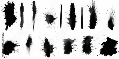 A collection of ink splats on a white background. Perfect for adding a touch of creativity and uniqueness to various design projects
