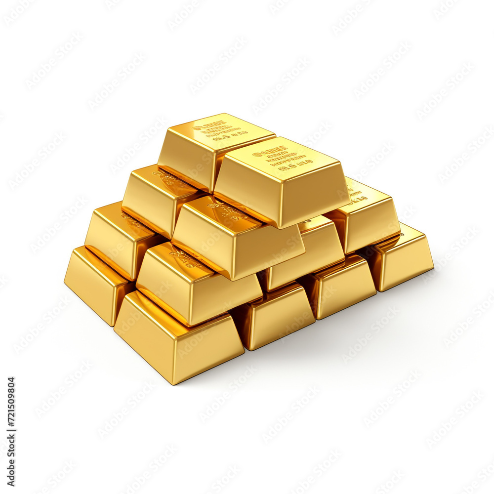 gold bars on white background , photorealistic сreated with Generative Ai