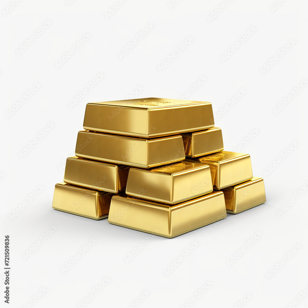 gold bars on white background , photorealistic сreated with Generative Ai gold bars on white background , photorealistic сreated with Generative Ai