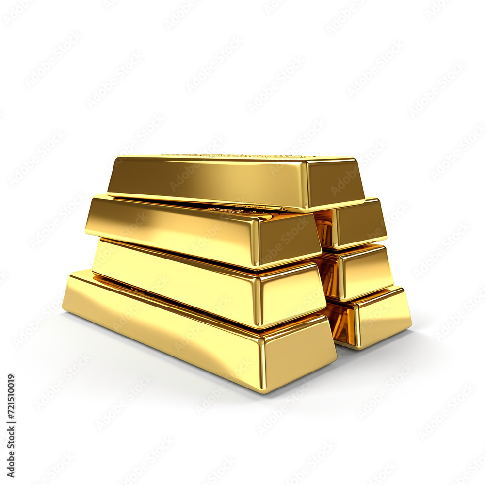 gold bars on white background , photorealistic сreated with Generative Ai gold bars on white background , photorealistic сreated with Generative Ai