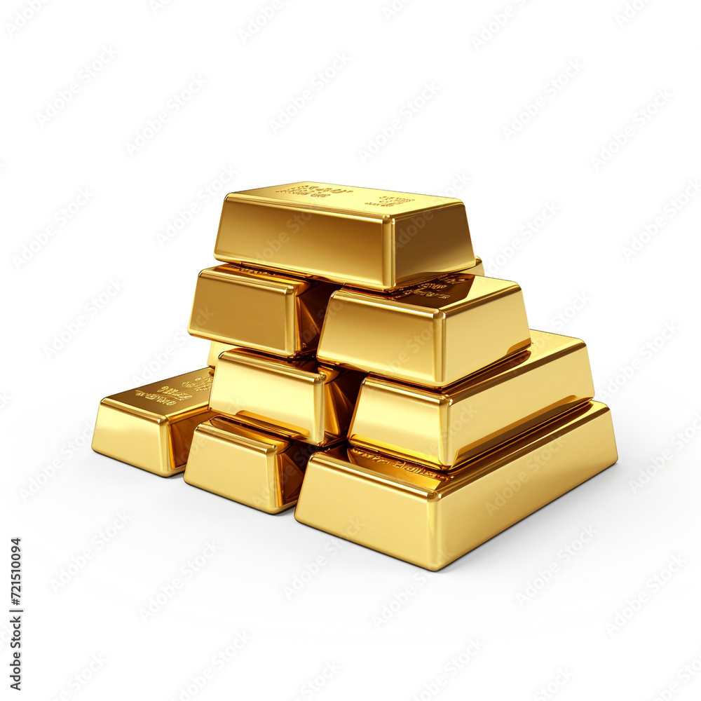 gold bars on white background , photorealistic сreated with Generative Ai gold bars on white background , photorealistic сreated with Generative Ai