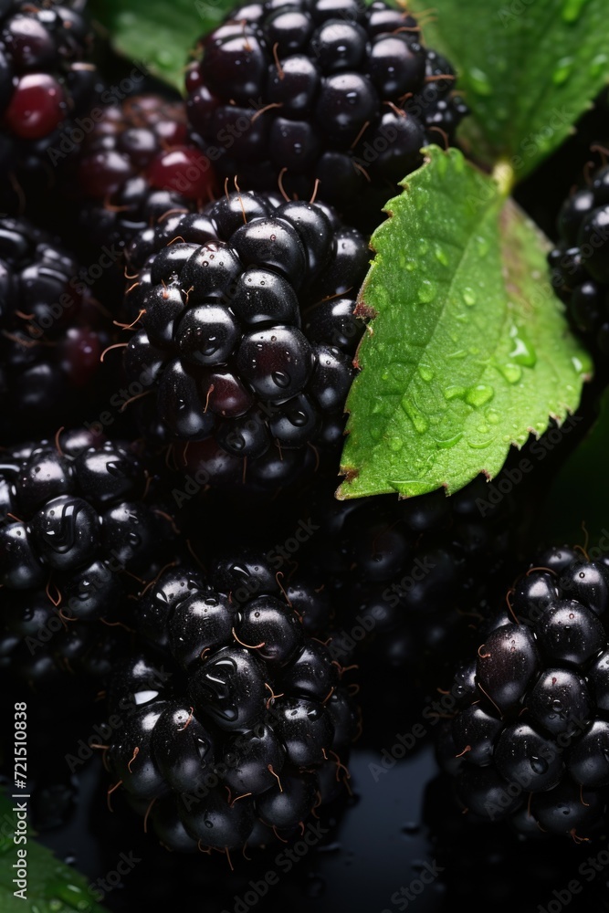 A close-up view of a bunch of blackberries. Perfect for food and nutrition-themed projects A close-up view of a bunch of blackberries. Perfect for food and nutrition-themed projects