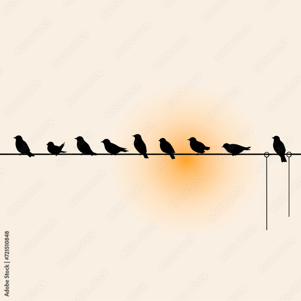 birds on a wire silhouette, transparent background сreated with Generative Ai birds on a wire silhouette, transparent background сreated with Generative Ai