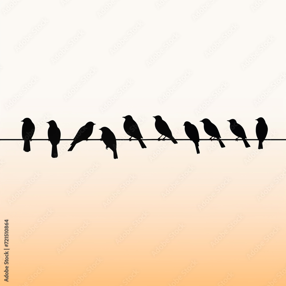 birds on a wire silhouette, transparent background сreated with Generative Ai birds on a wire silhouette, transparent background сreated with Generative Ai