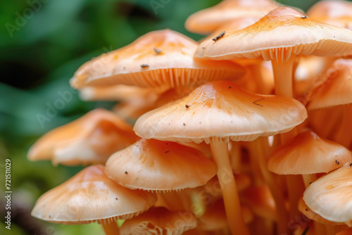Pale grebe mushrooms macro photo. Beautiful fall mushroom